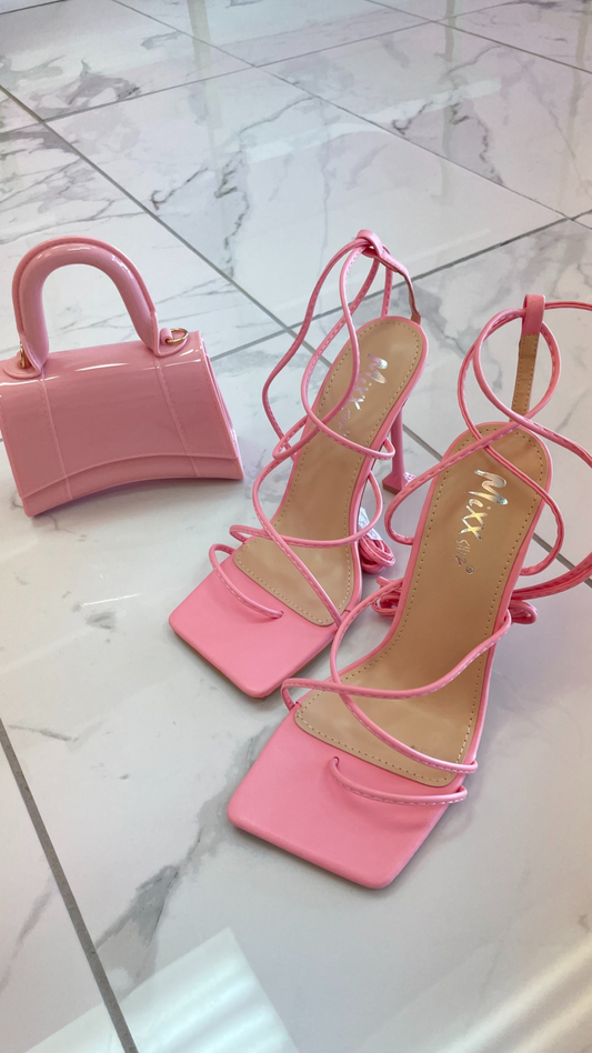 SORORITY LACE UP HEEL (PINK)