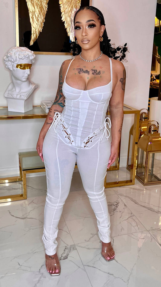 DION LACE UP JUMPSUIT (WHITE)