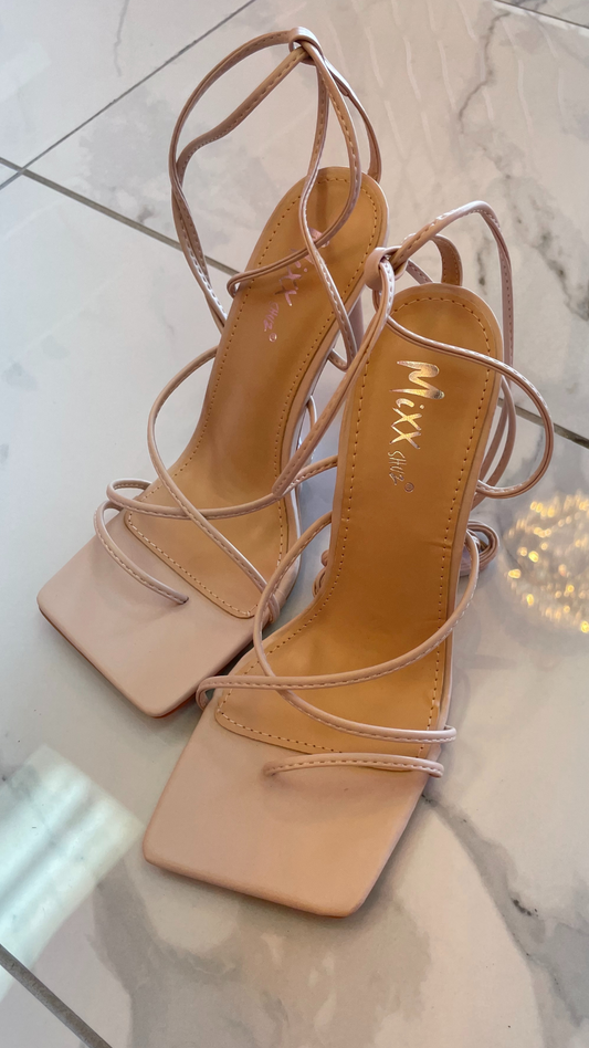 SORORITY LACE UP HEEL (NUDE)